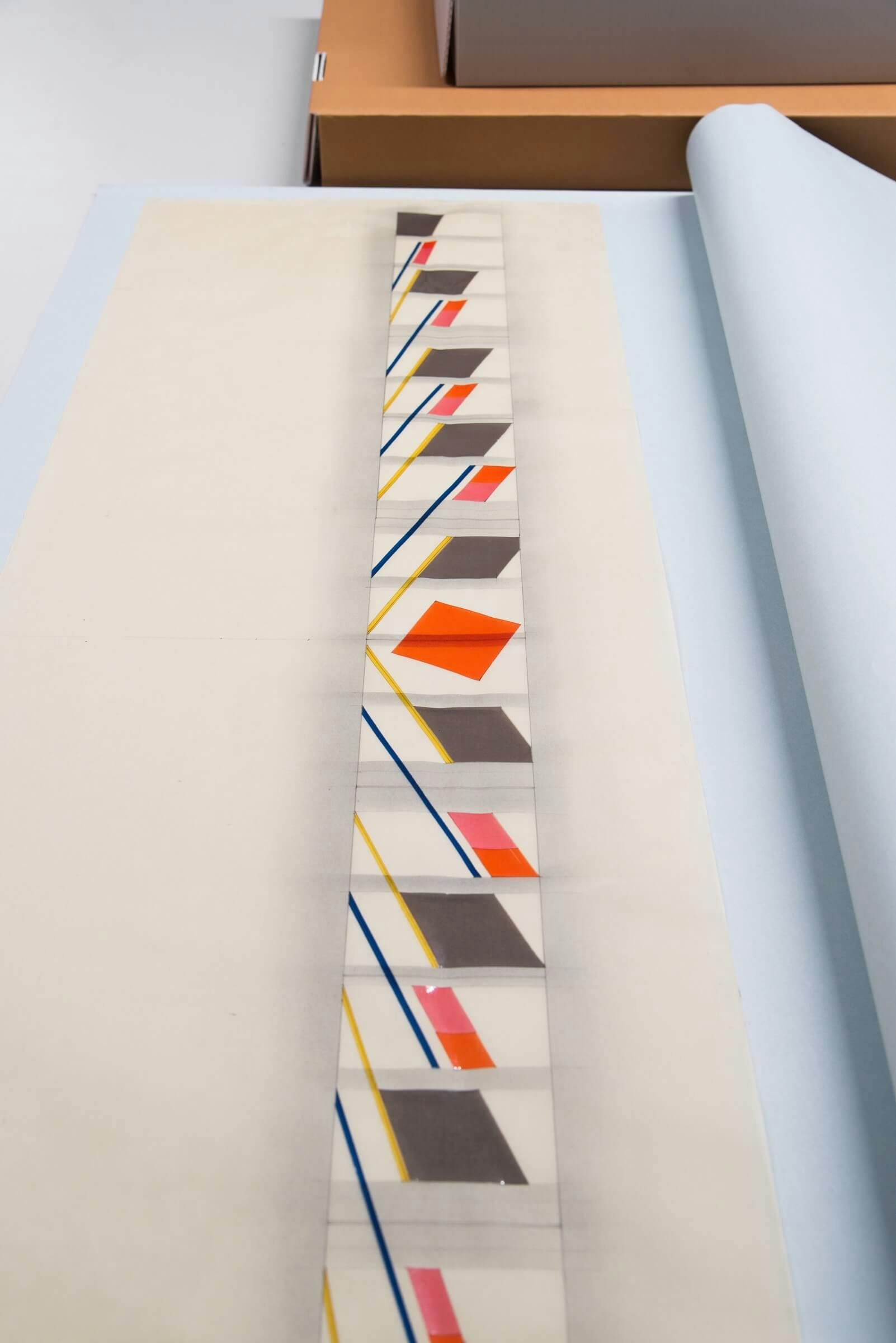 Jan van Goethem. Ontwerp voor een kunsttoepassing, ‘glasapplique’, in de hal van het bureau van de Universiteit Utrecht, 1983. Collectie Het Nieuwe Instituut, GOET t2 