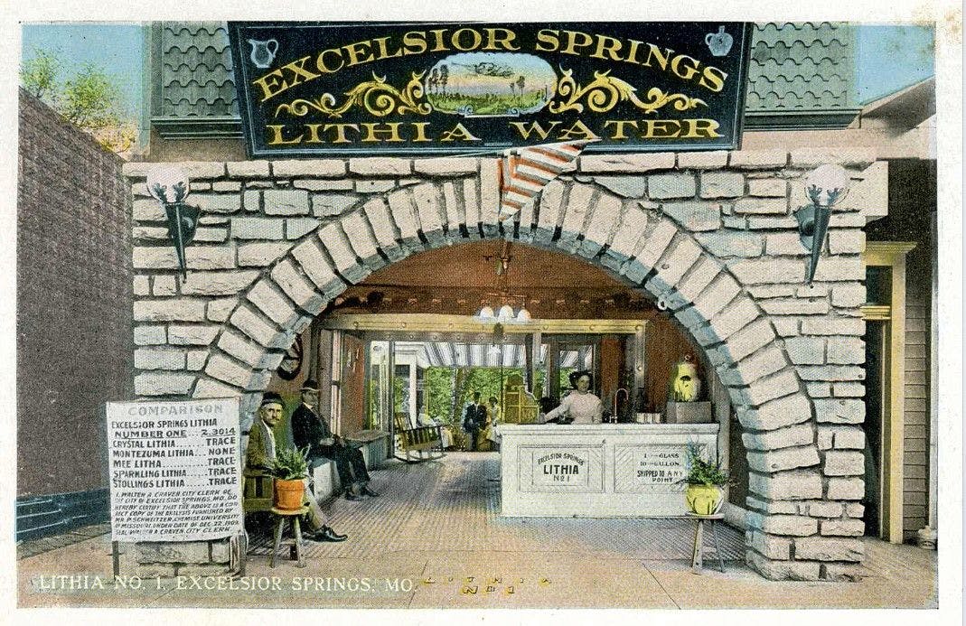 Lithia Water, Excelsior Springs, USA, c.1910-1920. Credit: Geoff Haggins