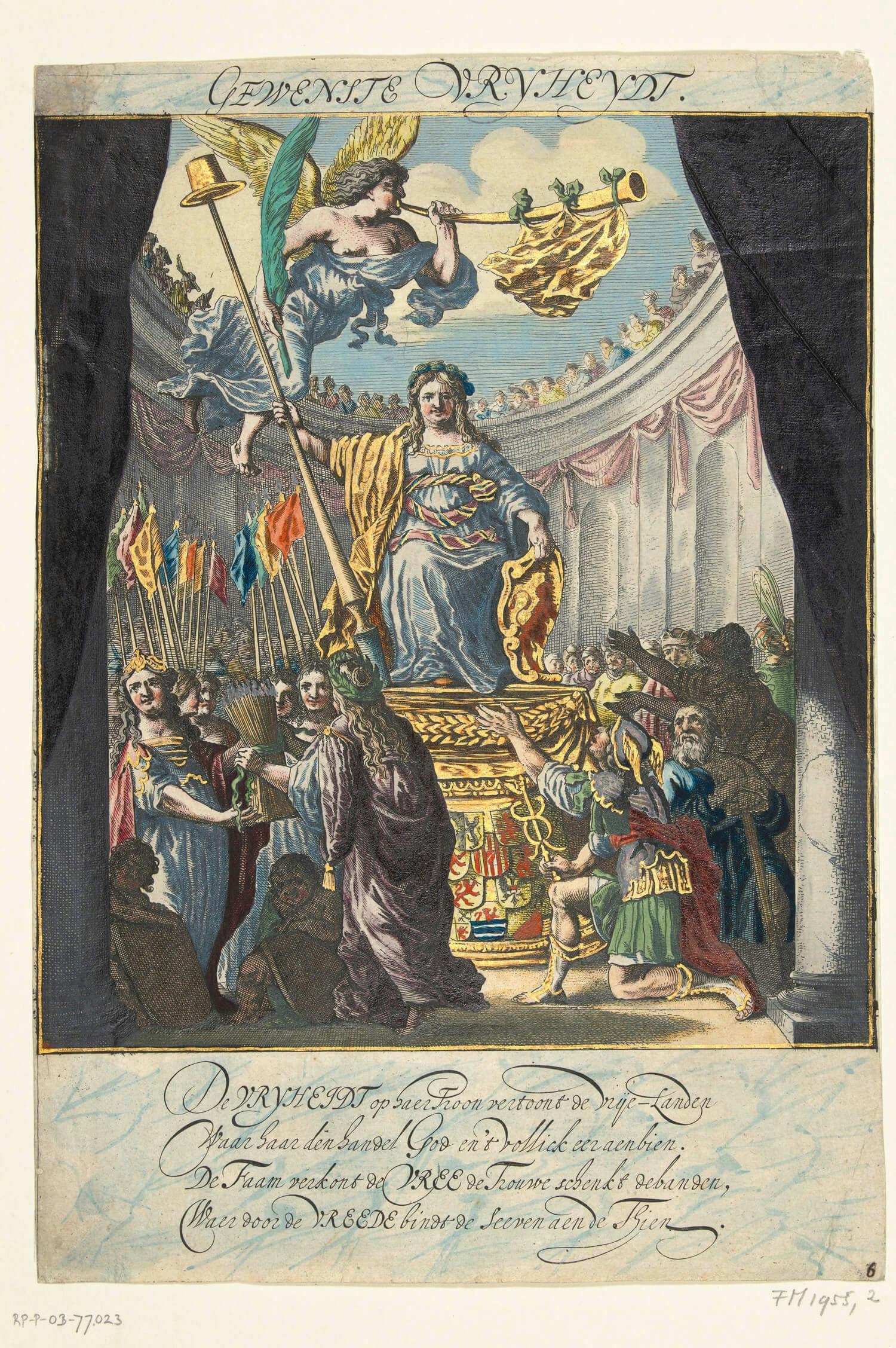 Vertoning van de Gewenste Vrijheid, 1648, Salomon Savery, naar Isaac Isaacsz, 1649. 