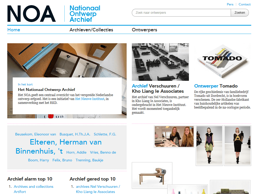 Screenshot Nationaalontwerparchief.nl 