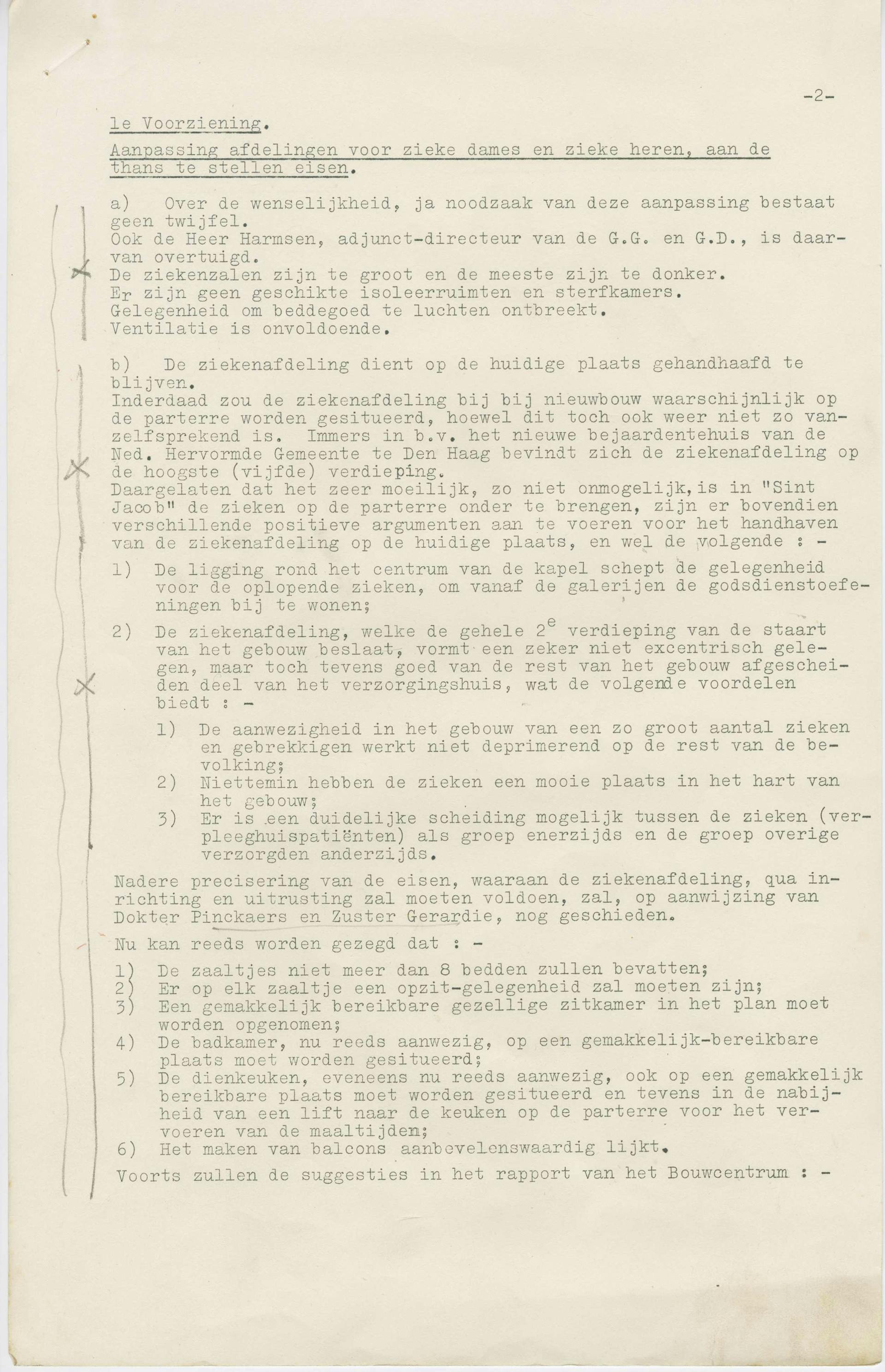  Nota van de bouwcommissie met betrekking tot de aanpassing van de ziekenafdeling van Sint Jacob Gesticht, Amsterdam, 1958. Collectie Het Nieuwe Instituut. 
