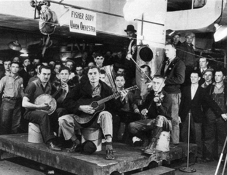 Sit-in strike at General Motors, Flint, Michigan, 1936. Photo: Fisher Body Union Orchestra. 