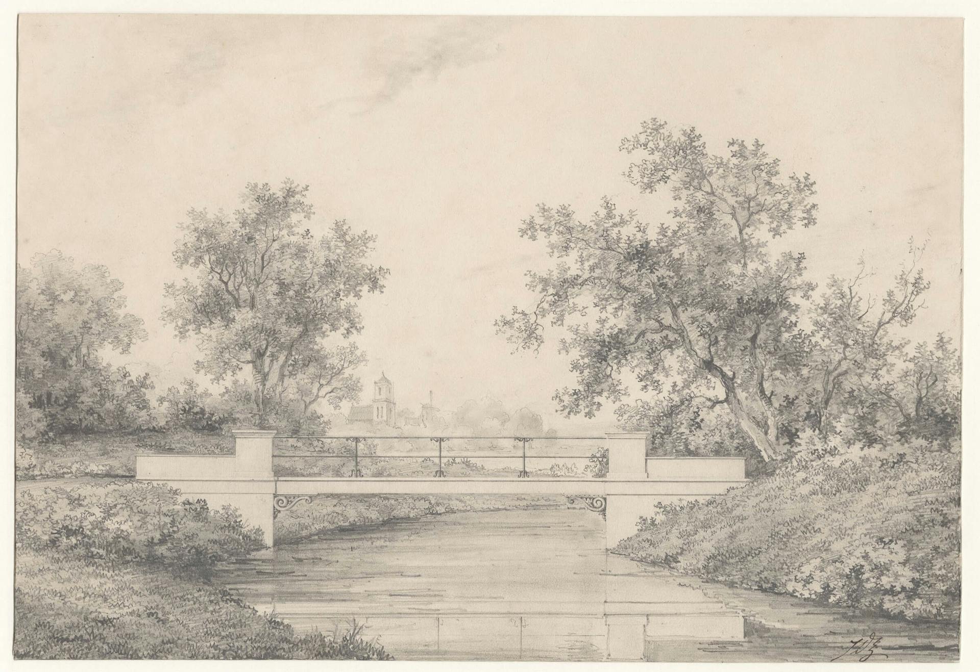 J.D. Zocher Jr. designed the bridges for Het Park. Though these designs have not survived, the bridge in this drawing is very similar to a bridge he designed for Het Park, ca. 1862. Collection Het Nieuwe Instituut, Zocher Collection, ZOCH 44 
