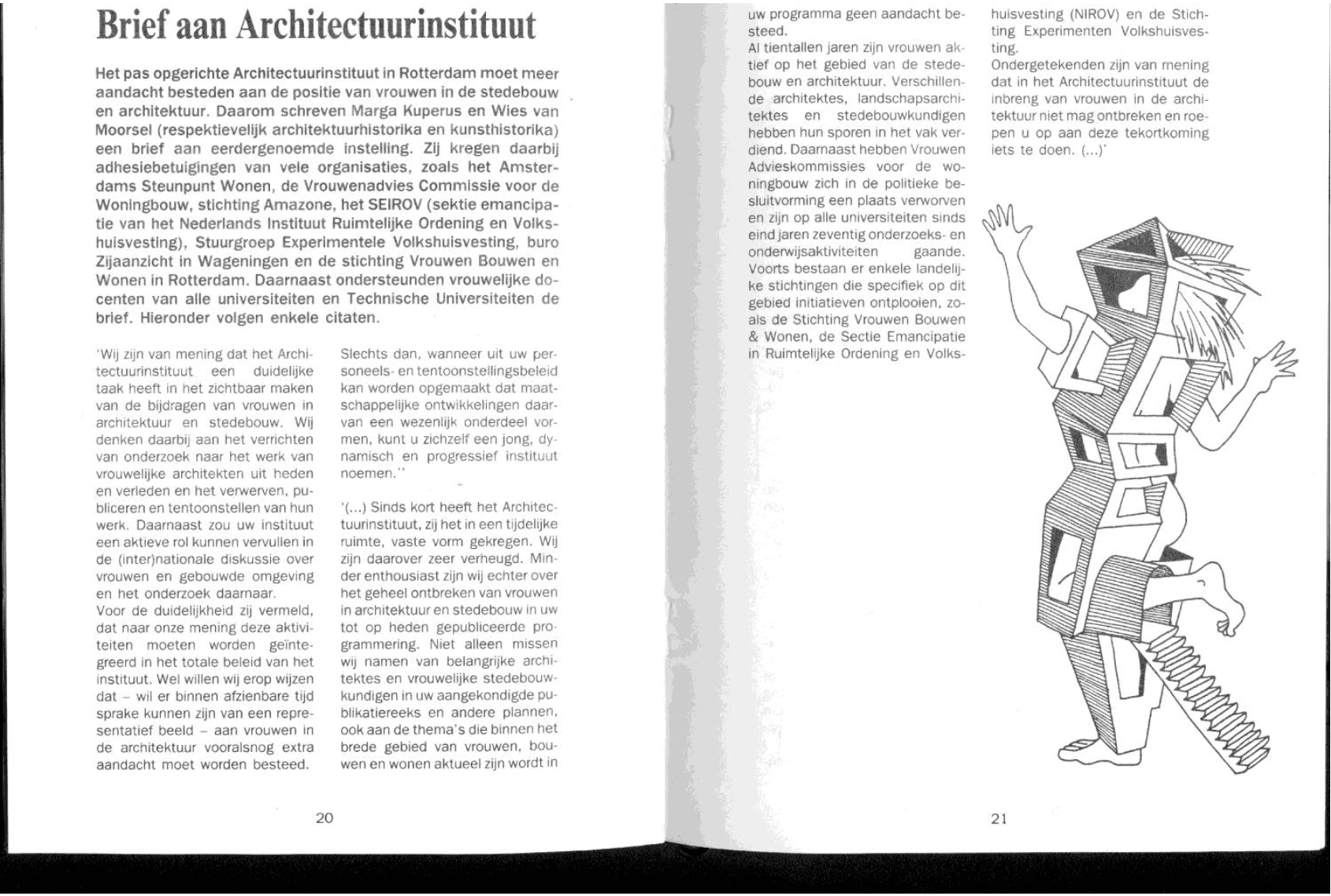 “Letter to the Architecture Instituut Rotterdam”, Bullitin, Vrouwen Bowen en Wonen network, 1989 