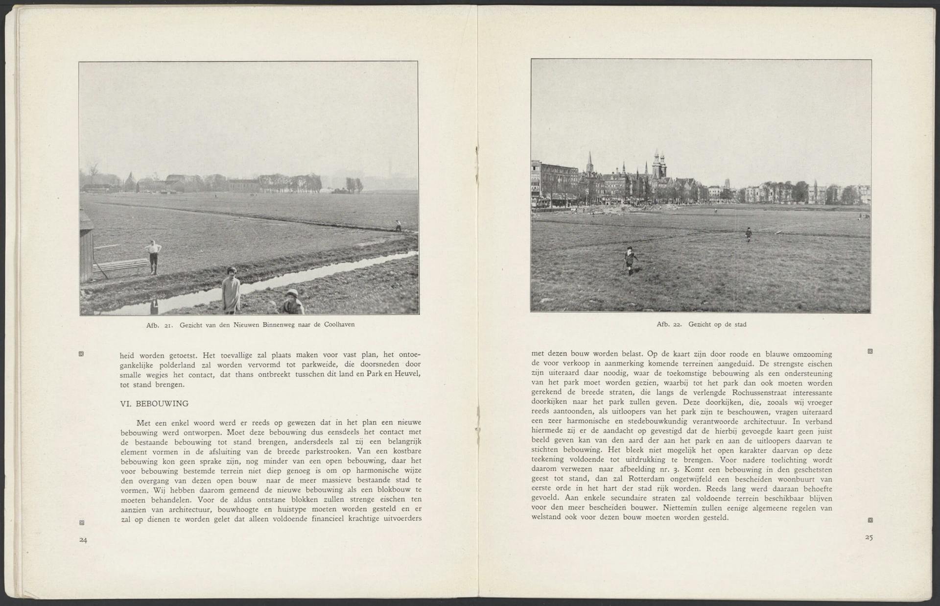 Witteveen was fascinated by the Land van Hoboken’s vast openness and its view of the city. W. G. Witteveen, The Land van Hoboken Expansion Plan, Rotterdam, 1927, p. 24-25. Collection Het Nieuwe Instituut, NIROV library, 49.183 