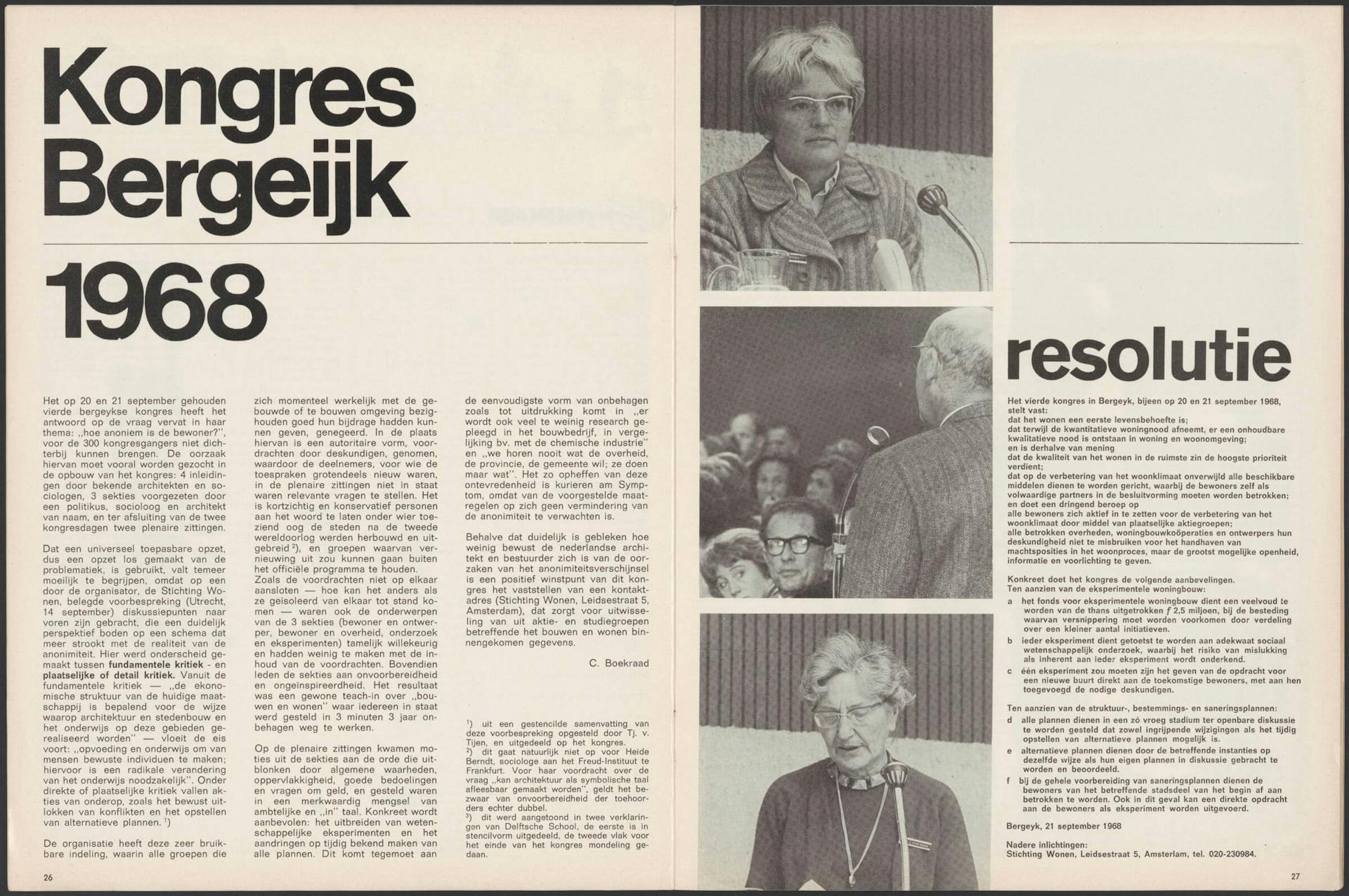 Lotte Stam-Beese. Bergeykese Kongressen, 1968. Collectie Het Nieuwe Instituut, STAB d4 