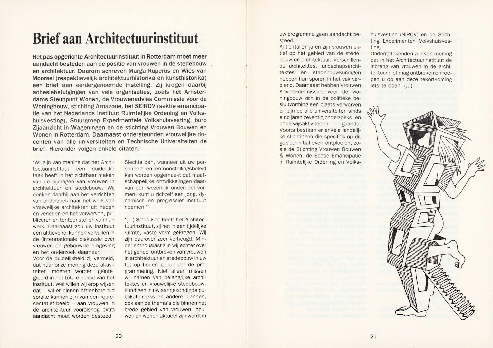[Letter to Architecture Institute], published in parts in Vrouwen Bouwen Wonen Bulletin, 1989. Source: archive Vrouwen Bouwen Wonen / Bureau Tussen-Ruimte. Donation Lidewij Tummers, Collection Het Nieuwe Instituut  